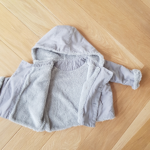 Grey Velvet Parka with inner flleece  unisex toddler (18m) - Picture 5 of 6